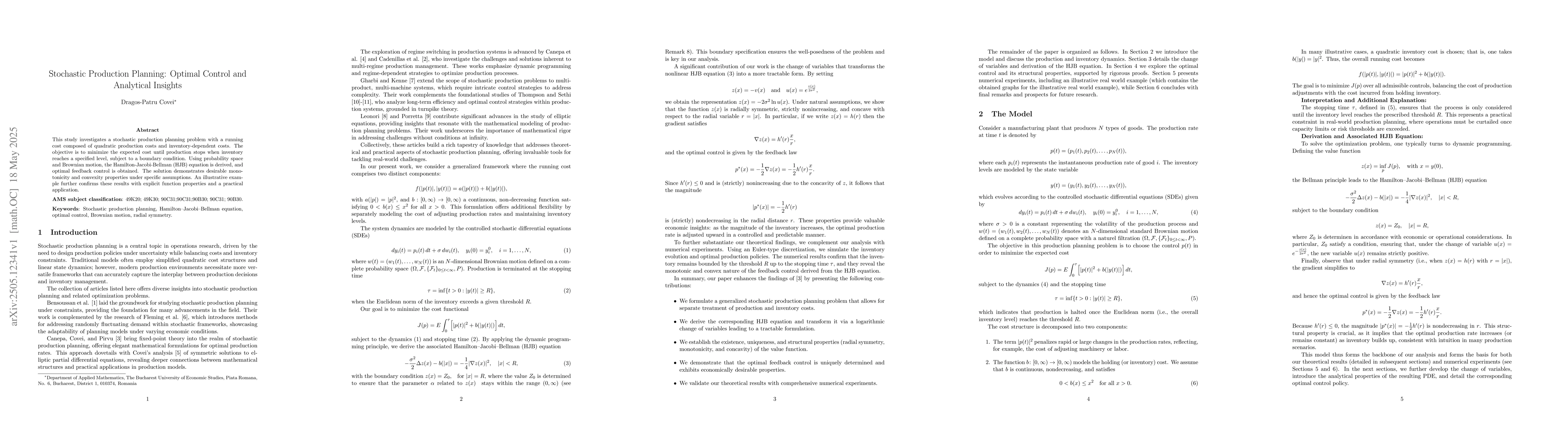 Thumbnail for Stochastic Production Planning: Optimal Control and Analytical Insights
