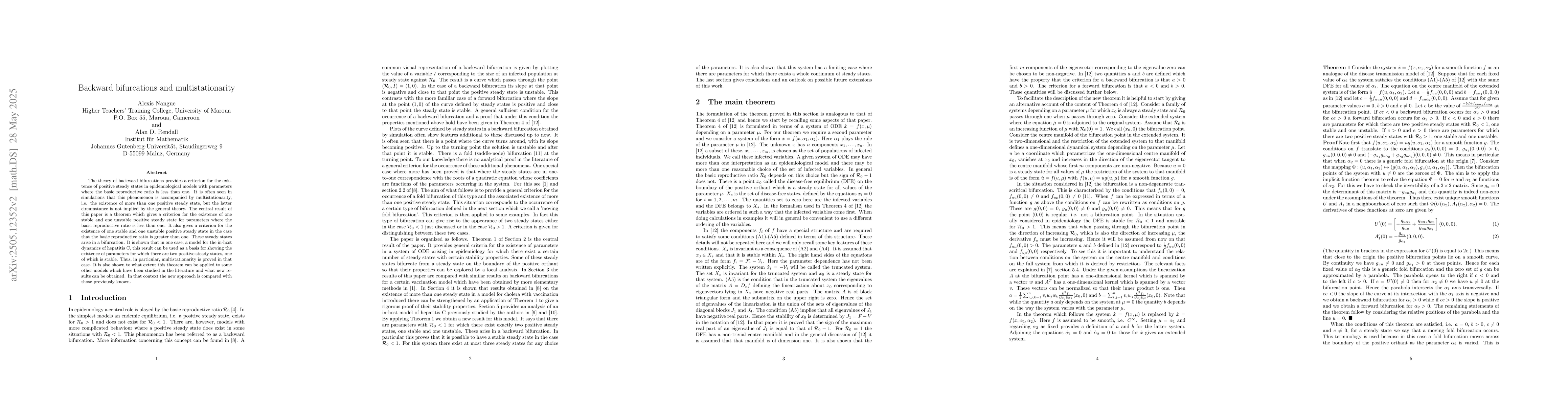 Thumbnail for Backward bifurcations and multistationarity