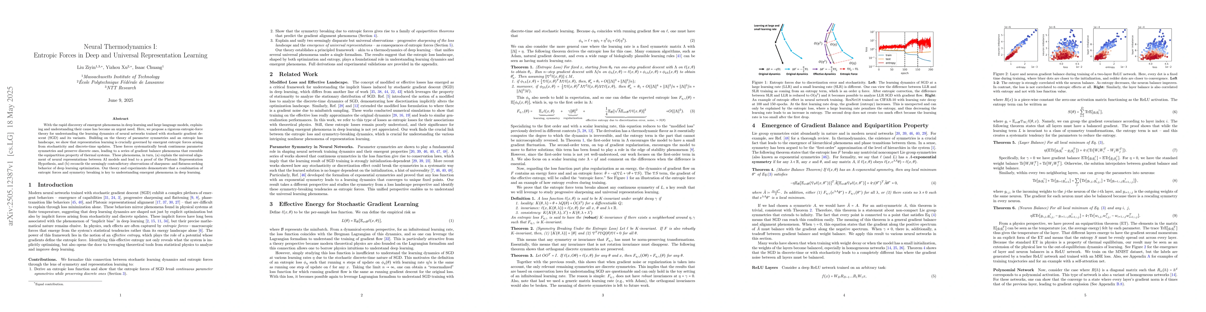 Thumbnail for Neural Thermodynamics I: Entropic Forces in Deep and Universal
  Representation Learning