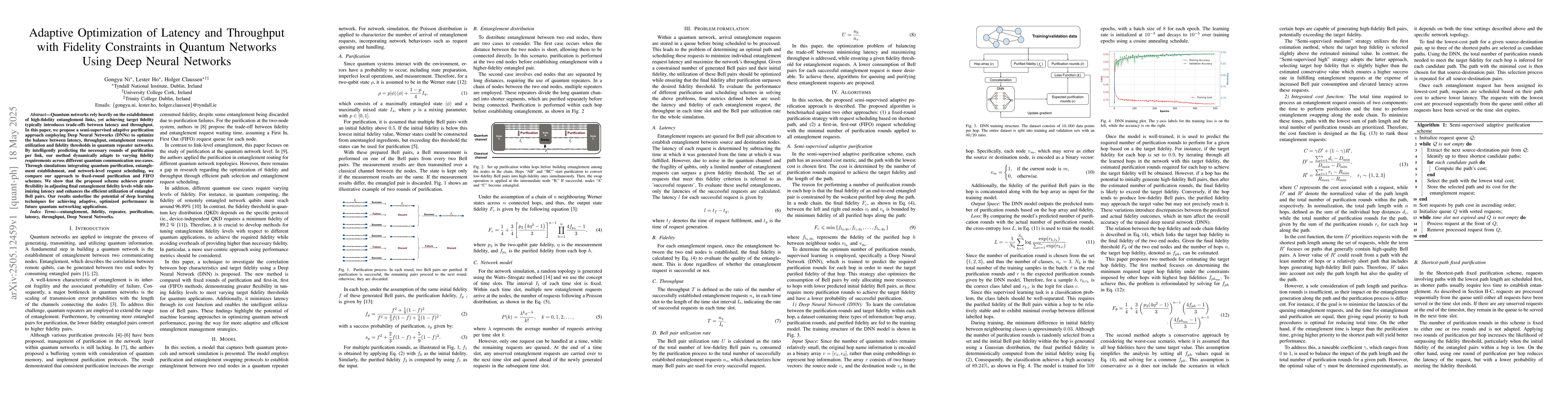 Thumbnail for Adaptive Optimization of Latency and Throughput with Fidelity
  Constraints in Quantum Networks Using Deep Neural Networks