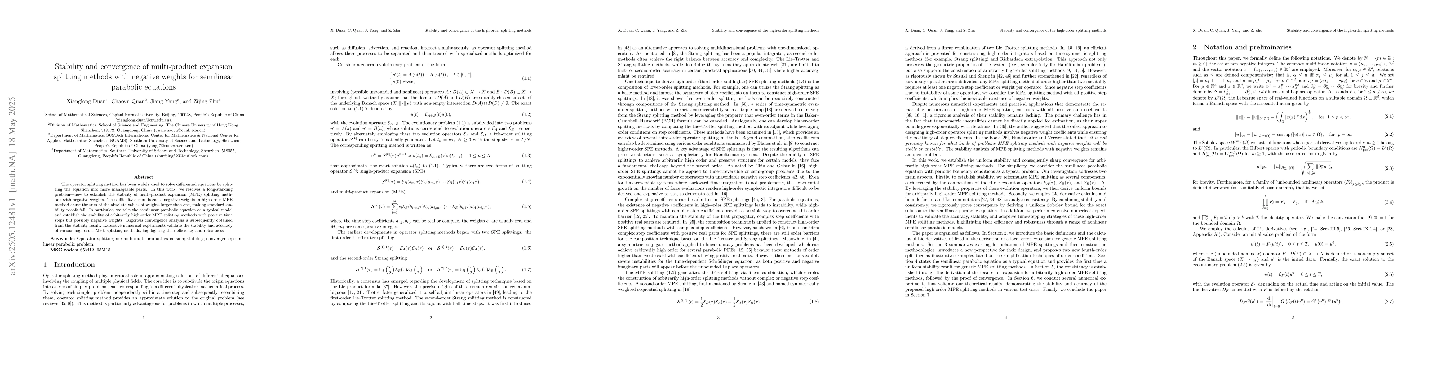 Thumbnail for Stability and convergence of multi-product expansion splitting methods
  with negative weights for semilinear parabolic equations