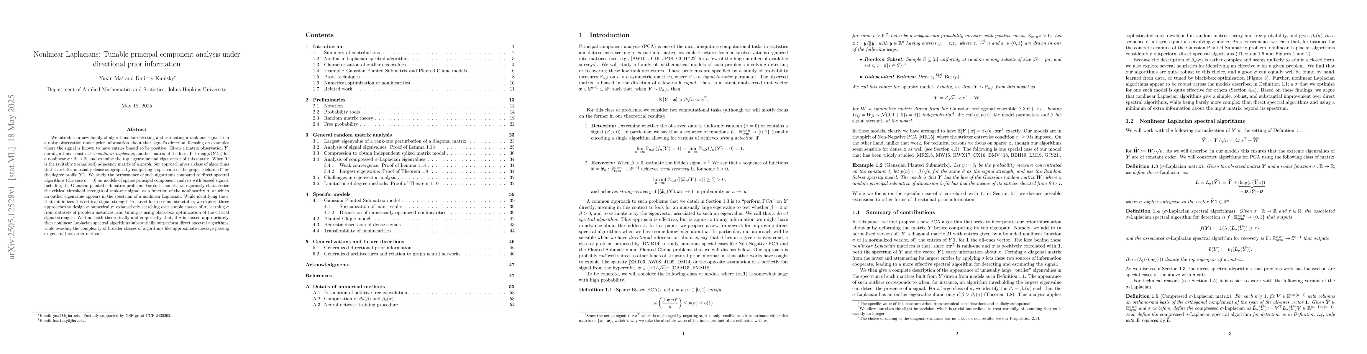 Thumbnail for Nonlinear Laplacians: Tunable principal component analysis under
  directional prior information
