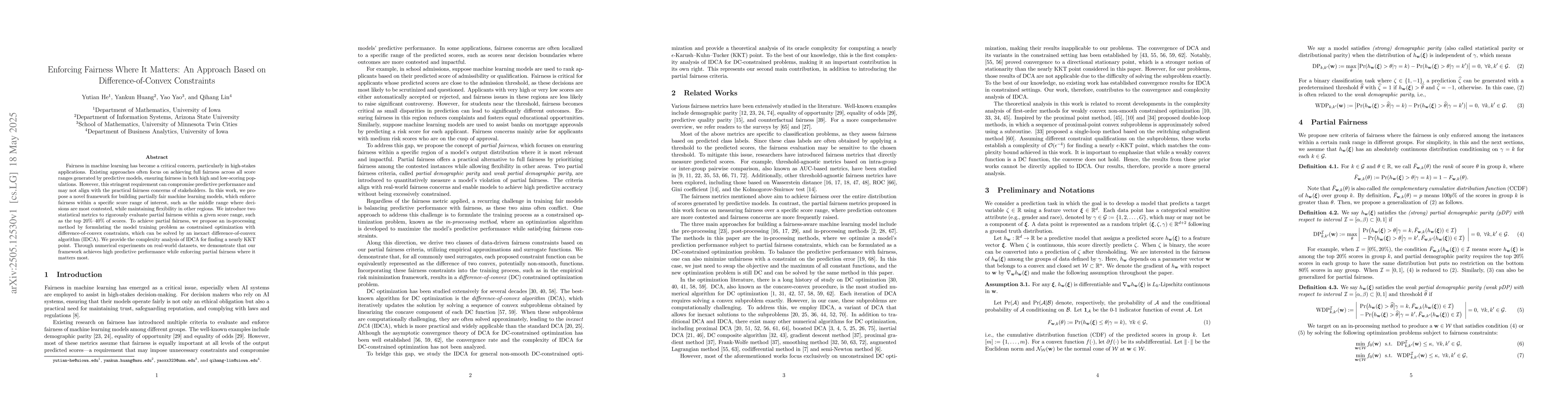 Thumbnail for Enforcing Fairness Where It Matters: An Approach Based on
  Difference-of-Convex Constraints