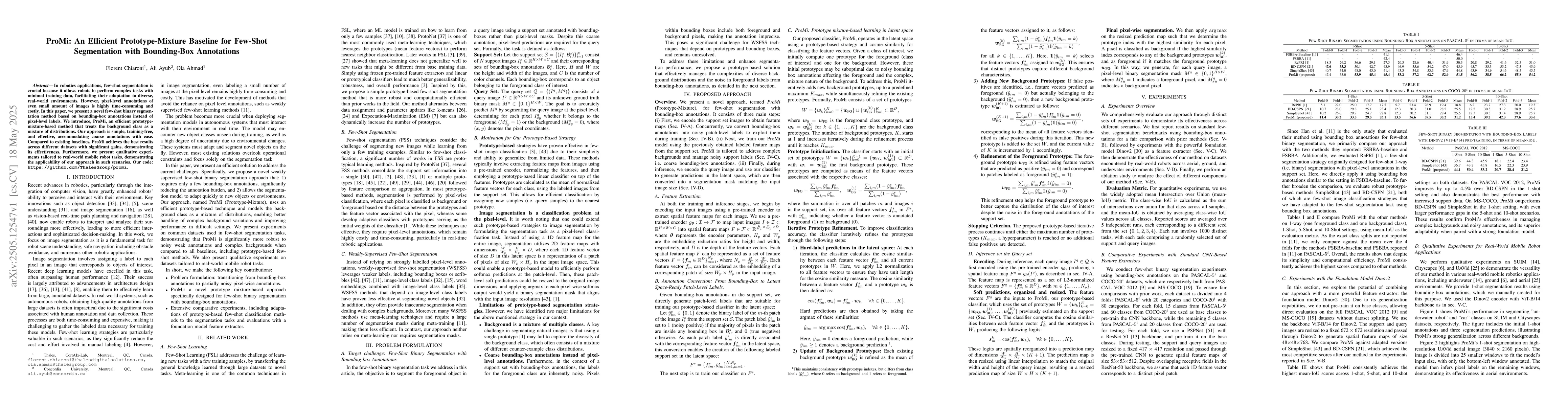 Thumbnail for ProMi: An Efficient Prototype-Mixture Baseline for Few-Shot Segmentation
  with Bounding-Box Annotations