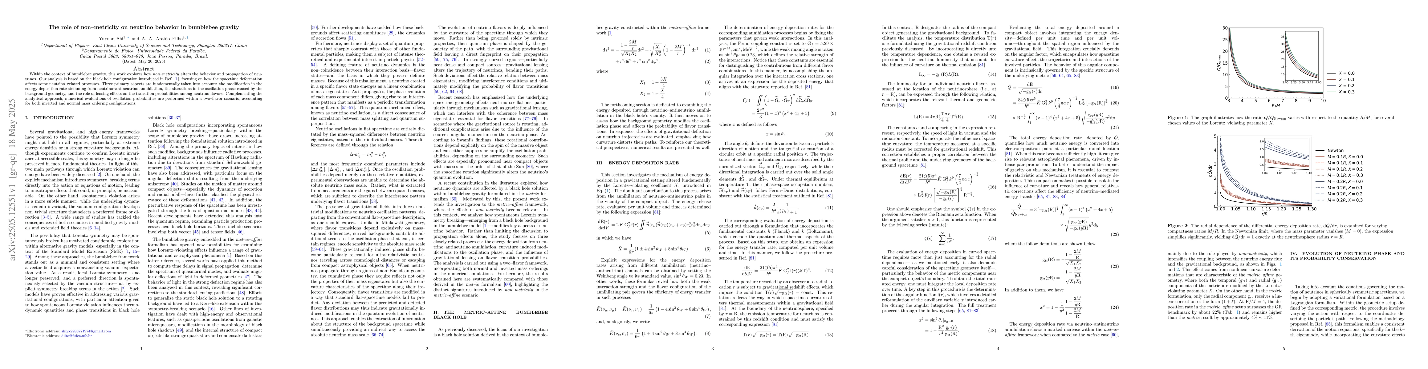 Thumbnail for The role of non-metricity on neutrino behavior in bumblebee gravity