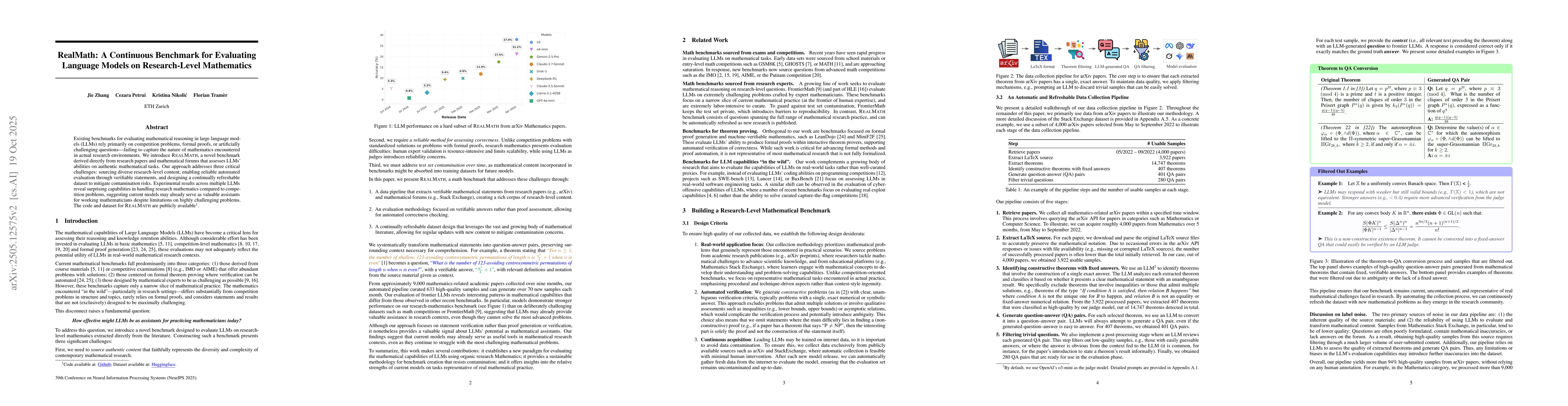 Thumbnail for RealMath: A Continuous Benchmark for Evaluating Language Models on
  Research-Level Mathematics