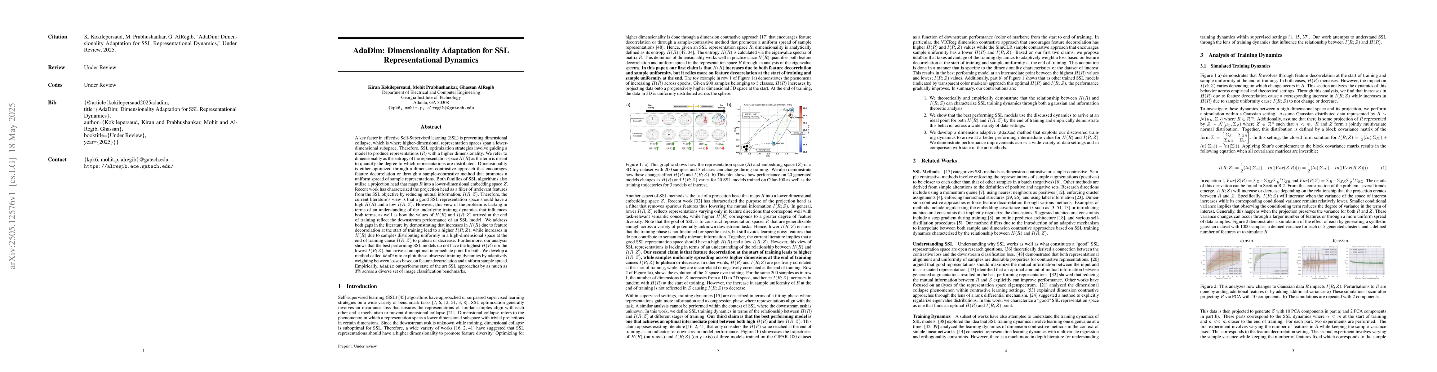 Thumbnail for AdaDim: Dimensionality Adaptation for SSL Representational Dynamics