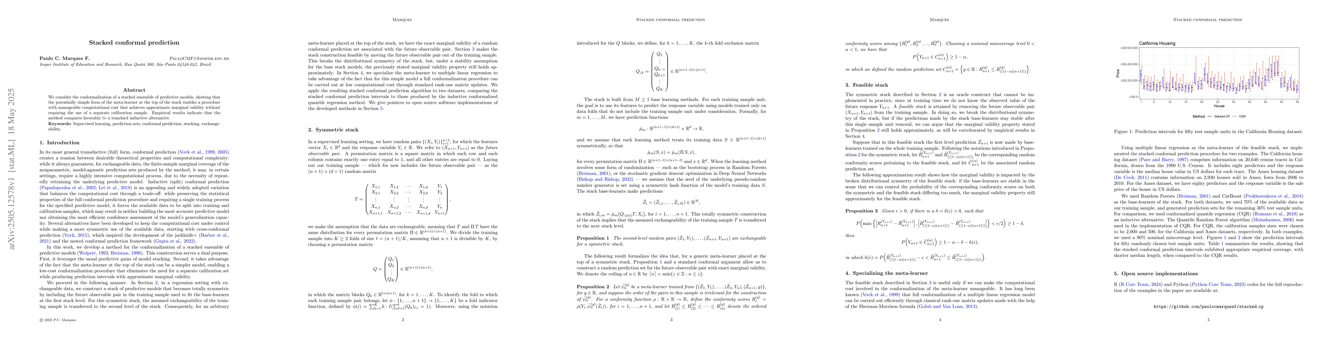 Thumbnail for Stacked conformal prediction