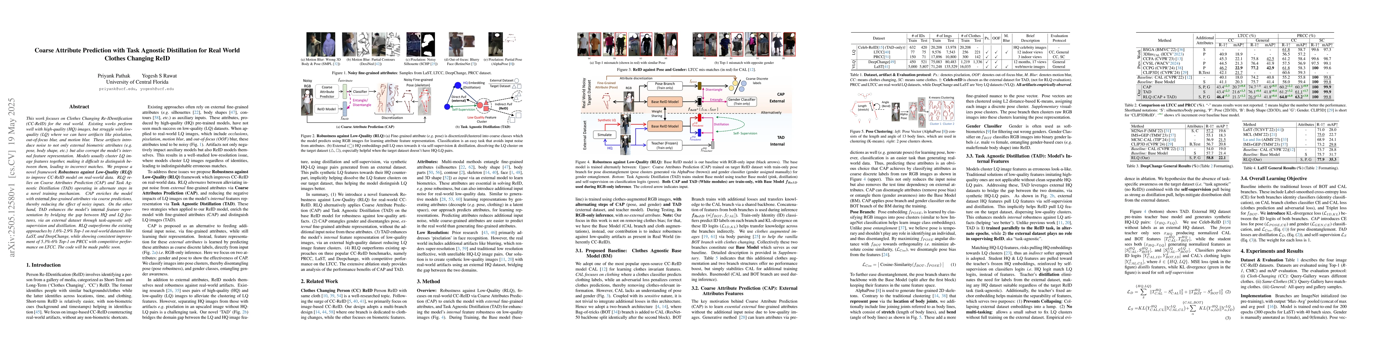 Thumbnail for Coarse Attribute Prediction with Task Agnostic Distillation for Real
  World Clothes Changing ReID