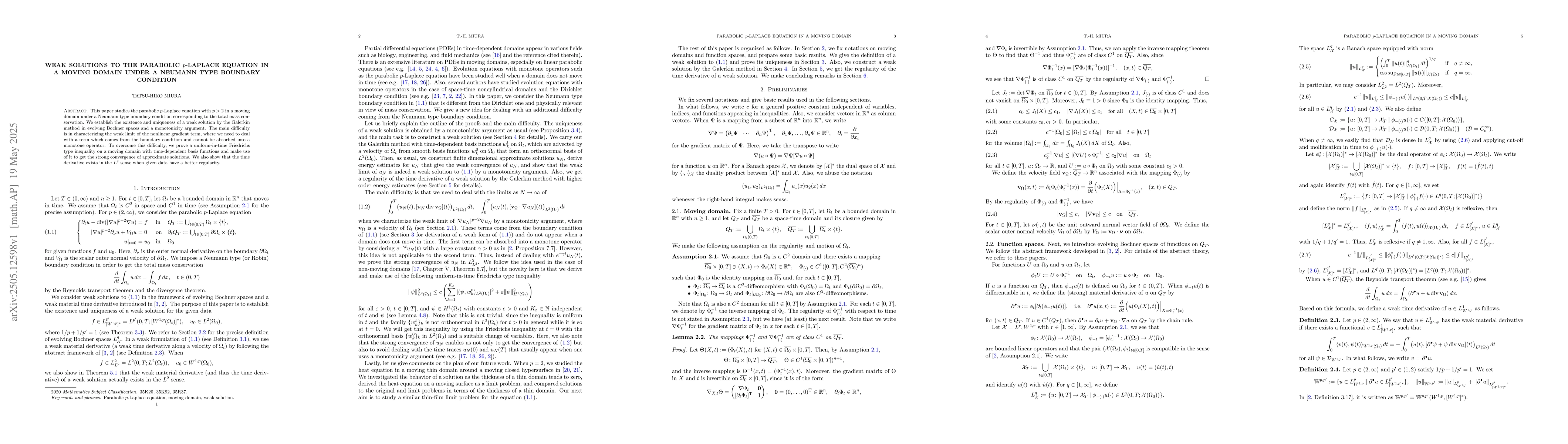 Thumbnail for Weak solutions to the parabolic $p$-Laplace equation in a moving domain
  under a Neumann type boundary condition
