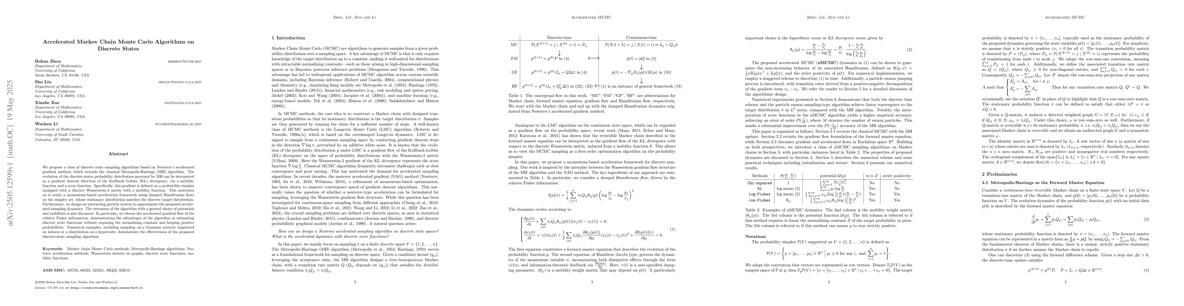 Thumbnail for Accelerated Markov Chain Monte Carlo Algorithms on Discrete States