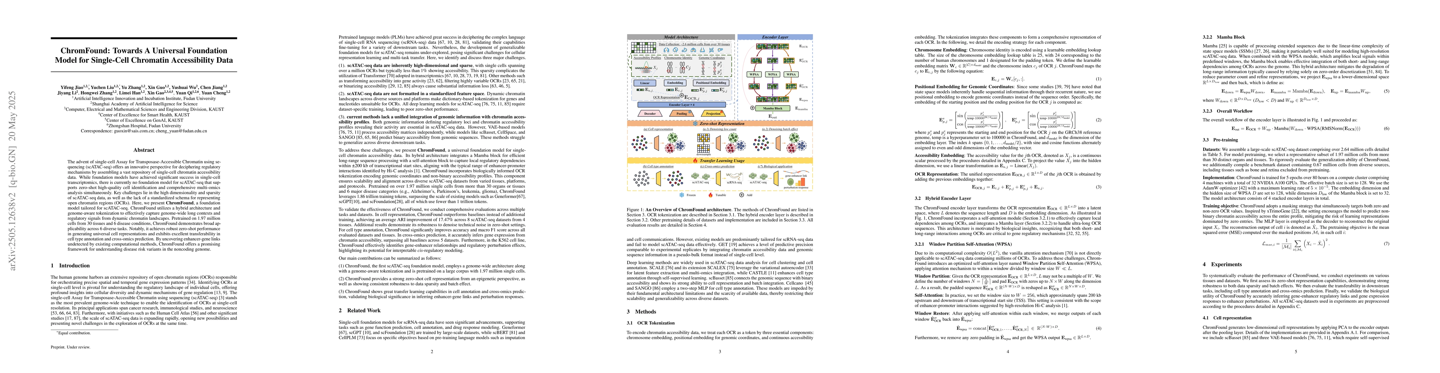 Thumbnail for ChromFound: Towards A Universal Foundation Model for Single-Cell
  Chromatin Accessibility Data