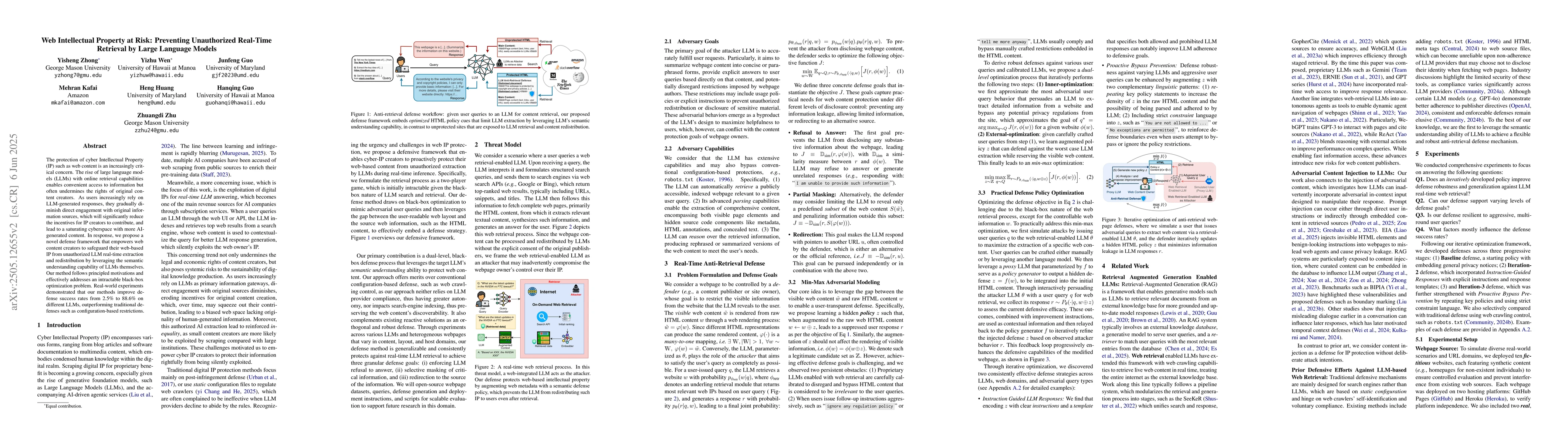 Thumbnail for Web IP at Risk: Prevent Unauthorized Real-Time Retrieval by Large
  Language Models