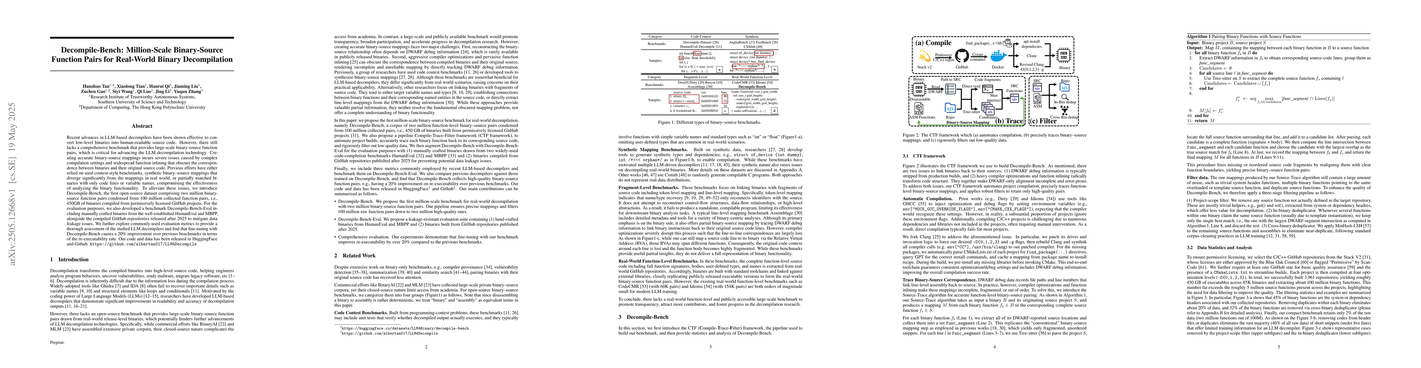 Thumbnail for Decompile-Bench: Million-Scale Binary-Source Function Pairs for
  Real-World Binary Decompilation