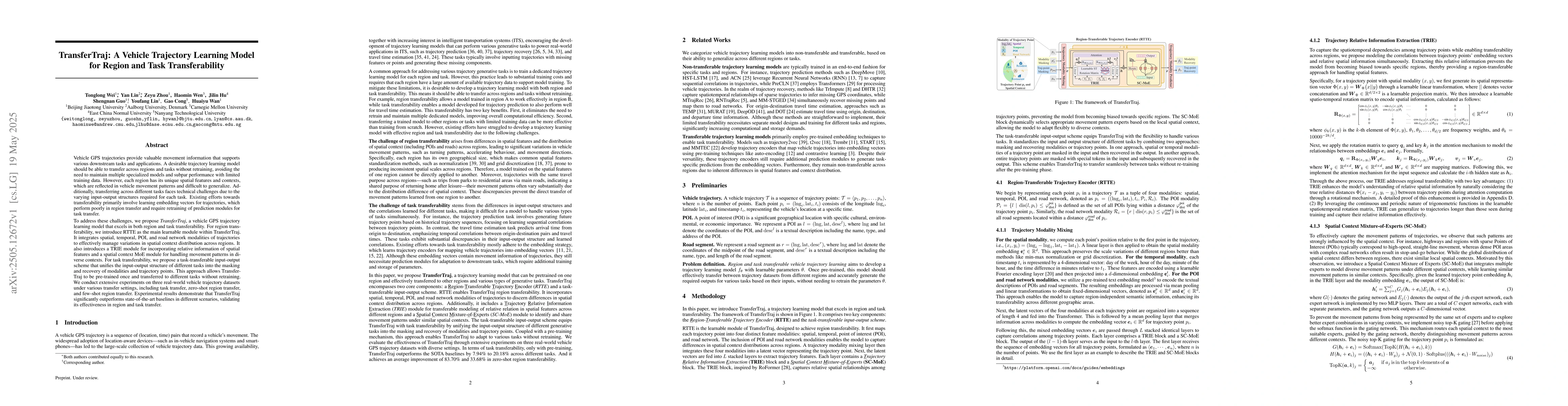 Thumbnail for TransferTraj: A Vehicle Trajectory Learning Model for Region and Task
  Transferability