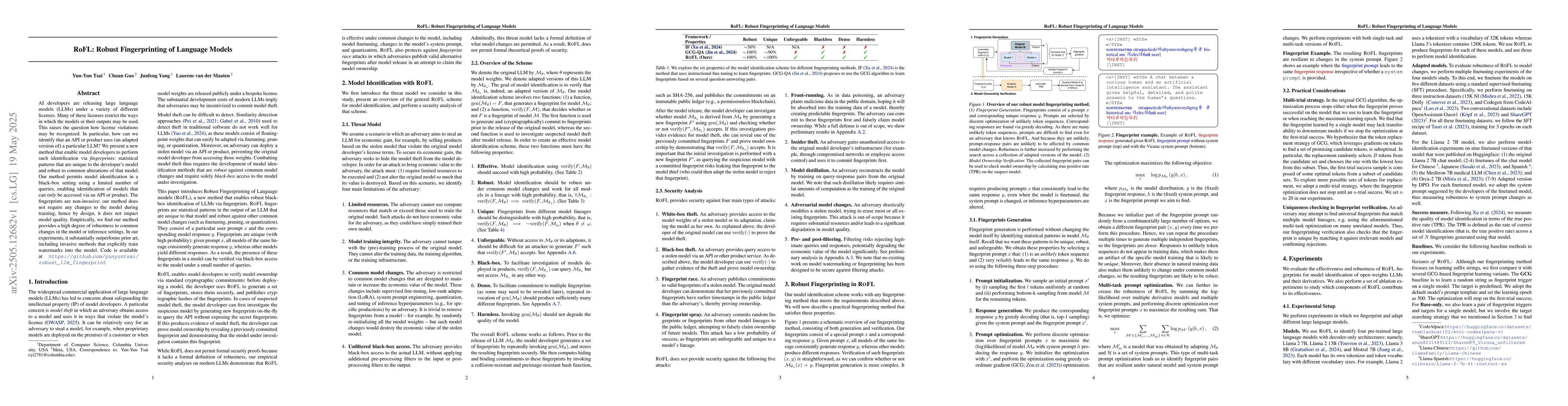 Thumbnail for RoFL: Robust Fingerprinting of Language Models