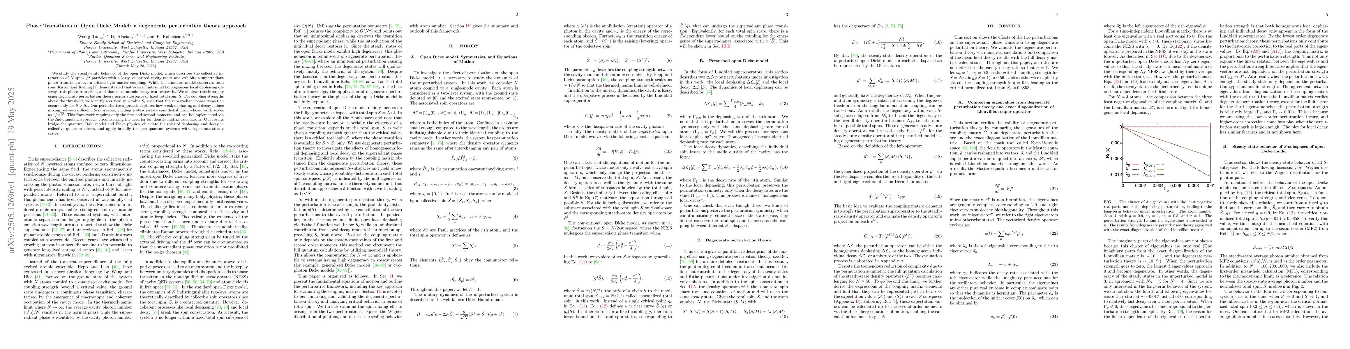 Thumbnail for Phase Transitions in Open Dicke Model: a degenerate perturbation theory
  approach