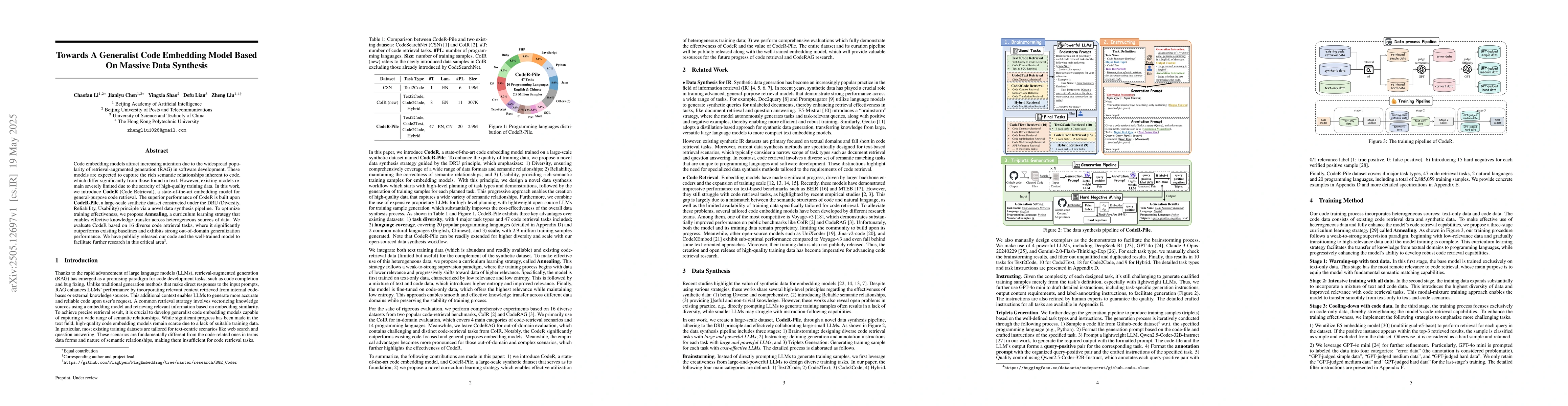 Thumbnail for Towards A Generalist Code Embedding Model Based On Massive Data
  Synthesis