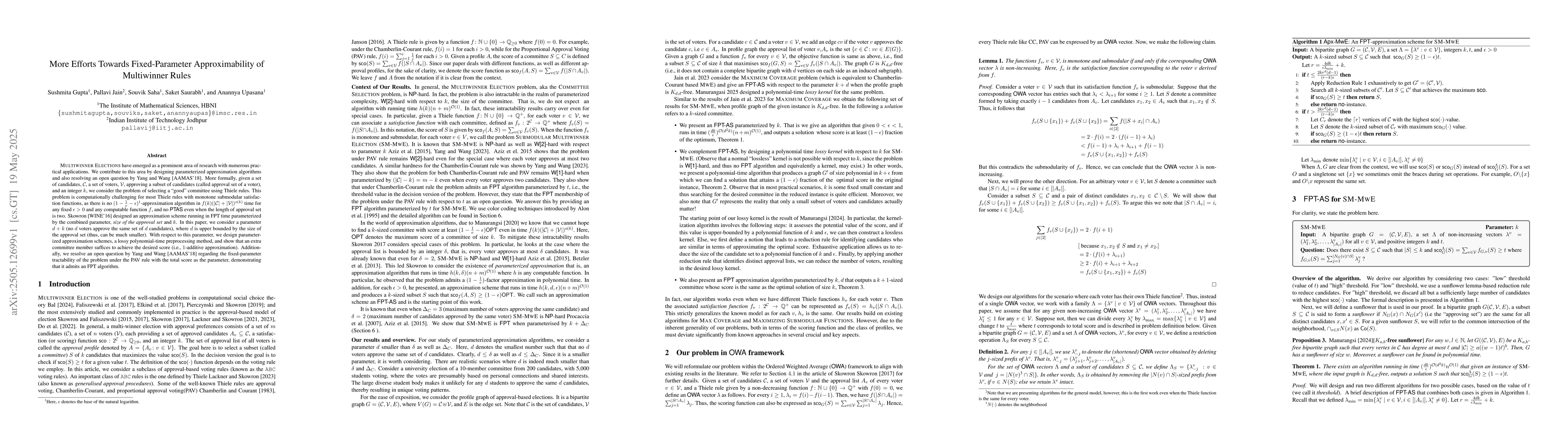 Thumbnail for More Efforts Towards Fixed-Parameter Approximability of Multiwinner
  Rules