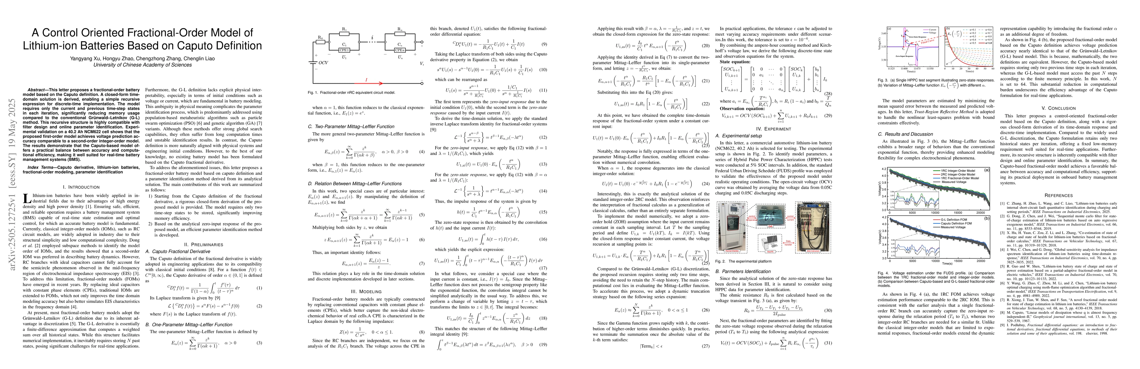Thumbnail for A Control Oriented Fractional-Order Model of Lithium-ion Batteries Based
  on Caputo Definition