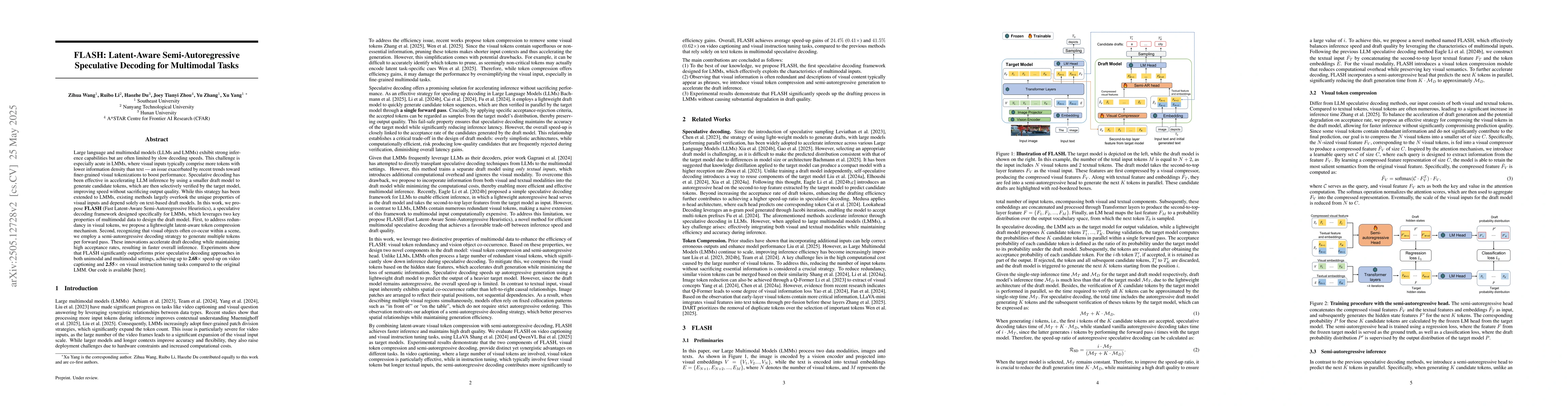 Thumbnail for FLASH: Latent-Aware Semi-Autoregressive Speculative Decoding for
  Multimodal Tasks