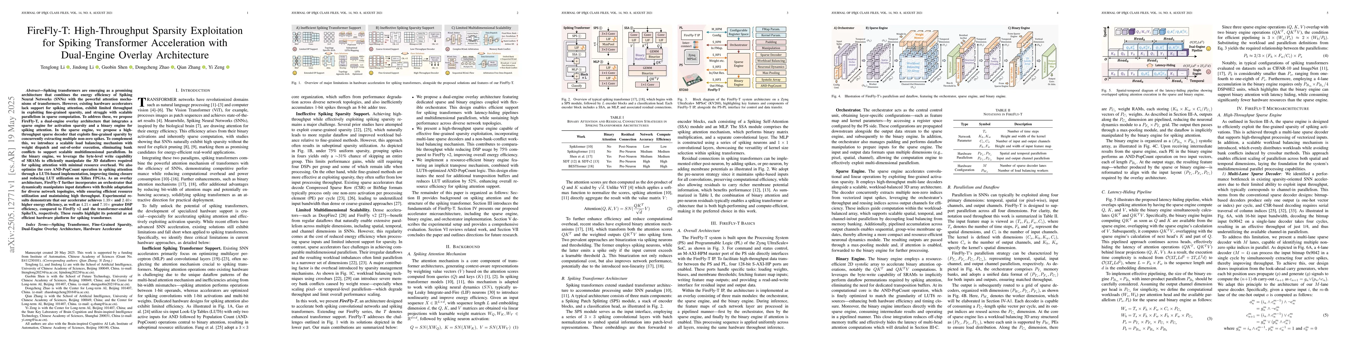 Thumbnail for FireFly-T: High-Throughput Sparsity Exploitation for Spiking Transformer
  Acceleration with Dual-Engine Overlay Architecture