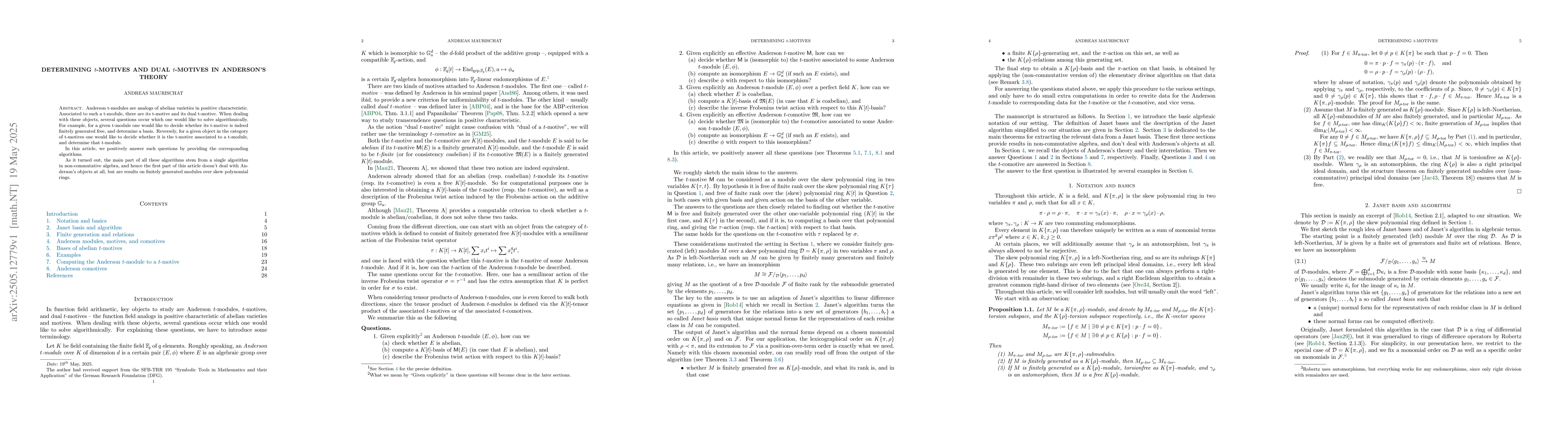 Thumbnail for Determining $t$-motives and dual $t$-motives in Anderson's theory