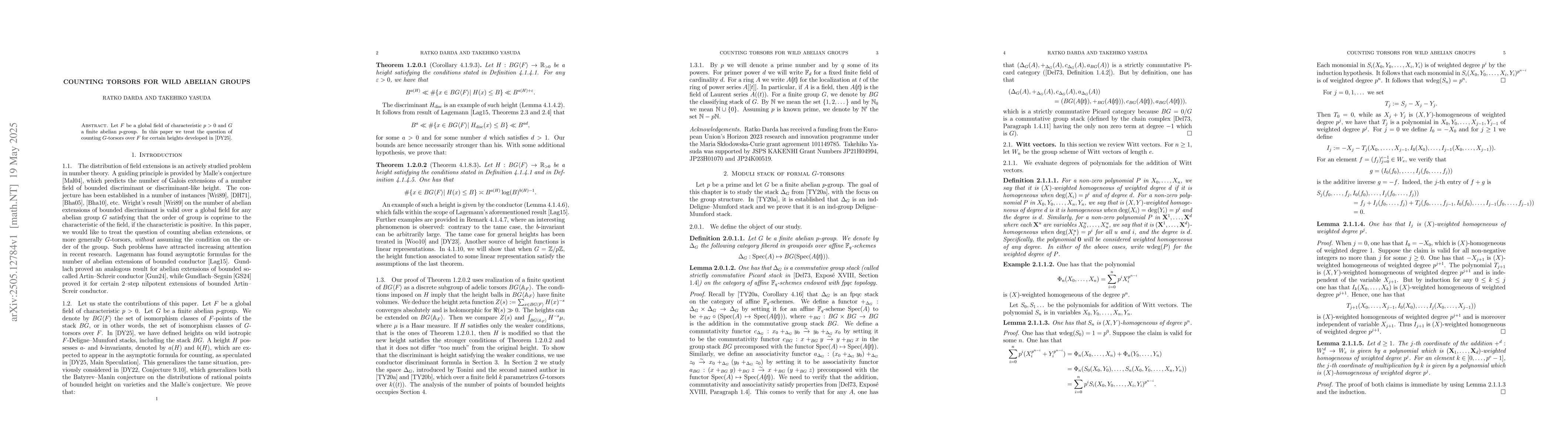 Thumbnail for Counting torsors for wild abelian groups