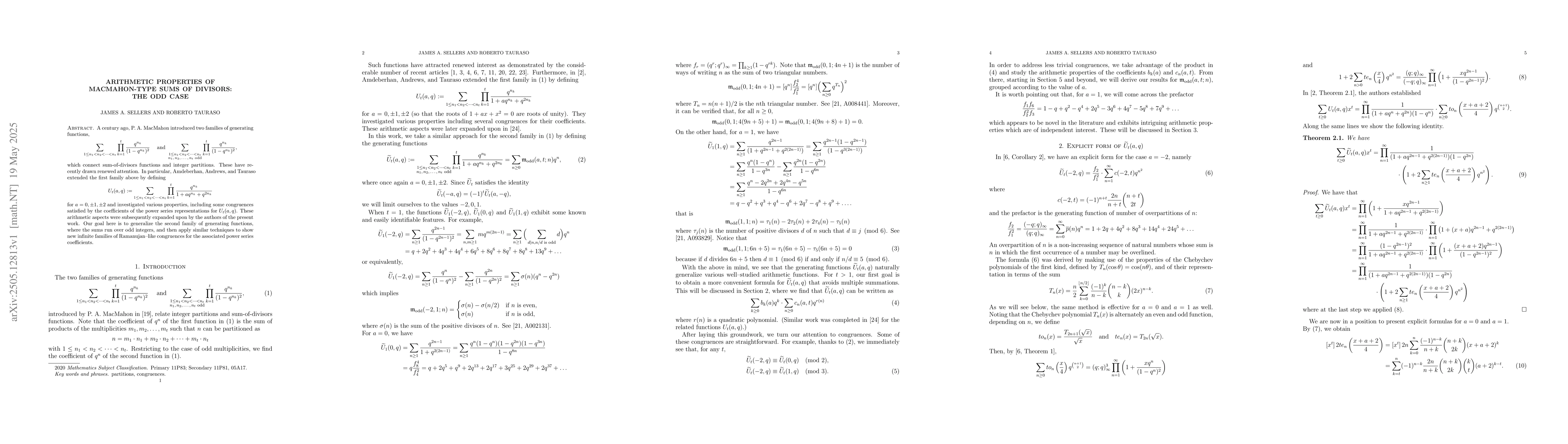 Thumbnail for Arithmetic properties of MacMahon-type sums of divisors: the odd case