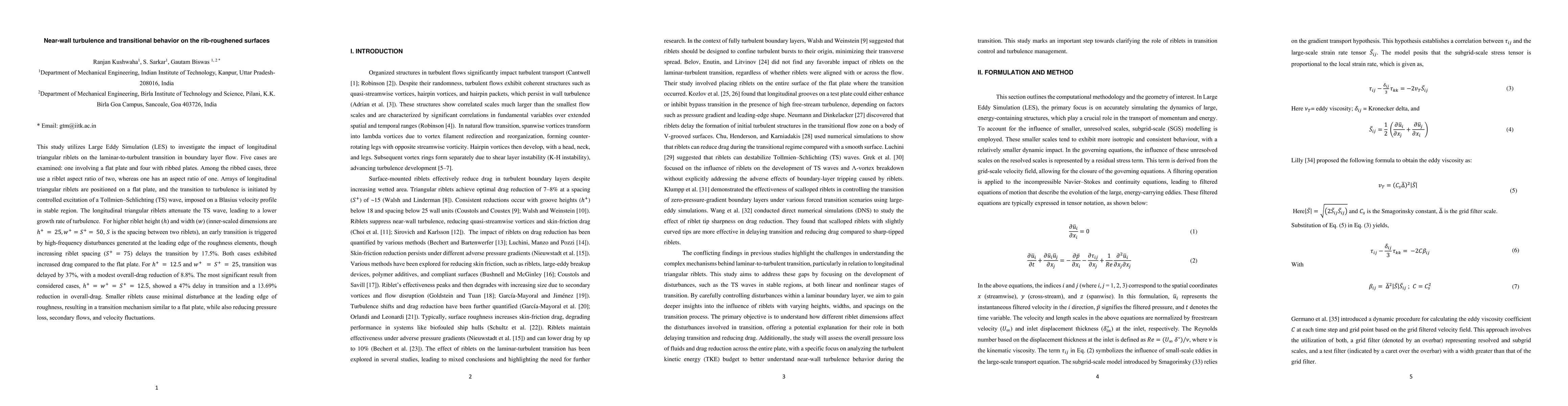Thumbnail for Near-wall turbulence and transitional behavior on the rib-roughened
  surfaces