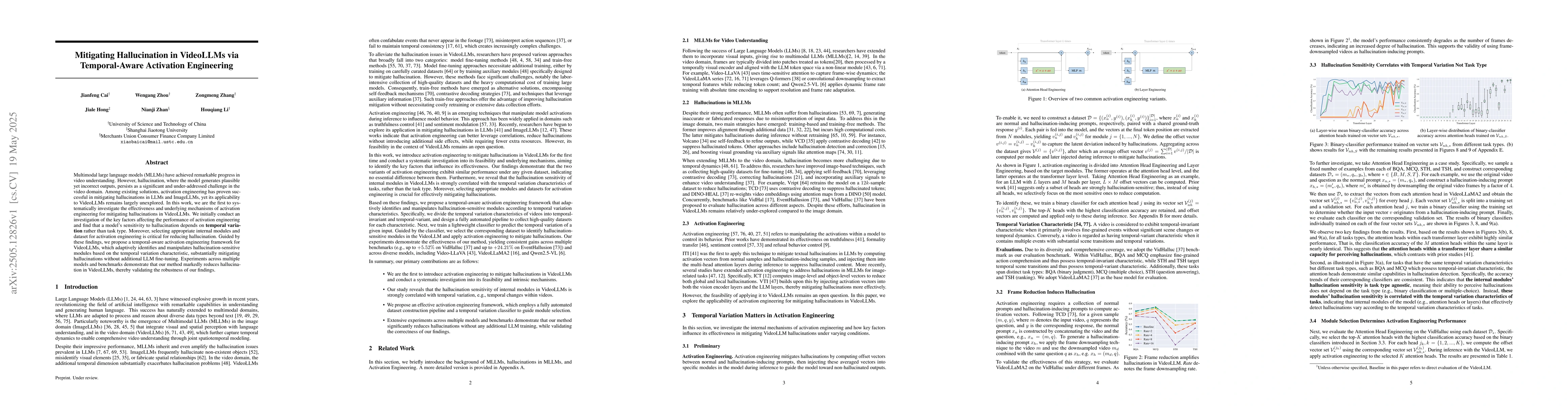 Thumbnail for Mitigating Hallucination in VideoLLMs via Temporal-Aware Activation
  Engineering
