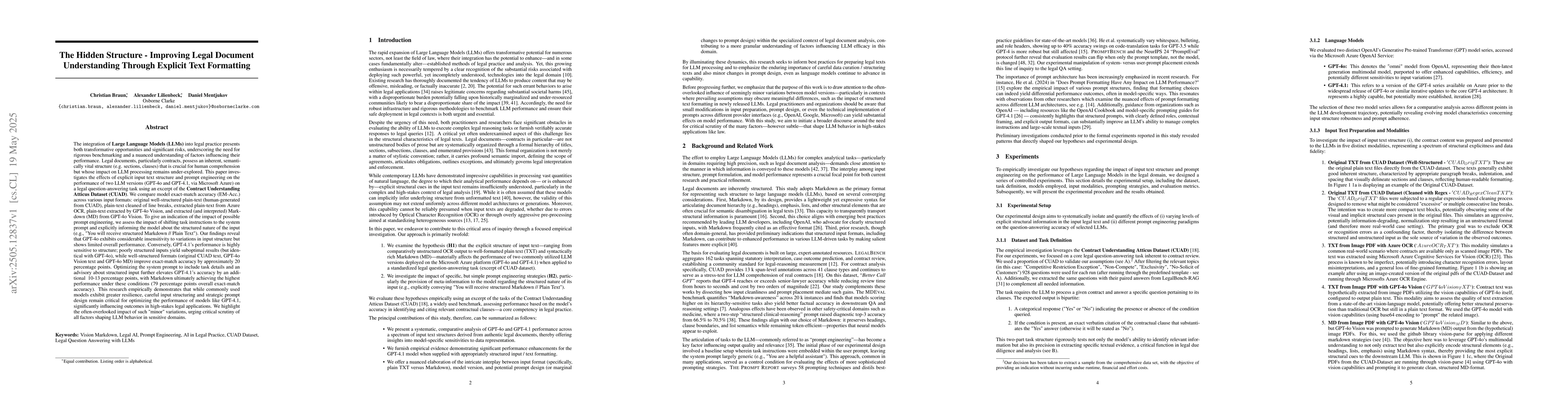 Thumbnail for The Hidden Structure -- Improving Legal Document Understanding Through
  Explicit Text Formatting