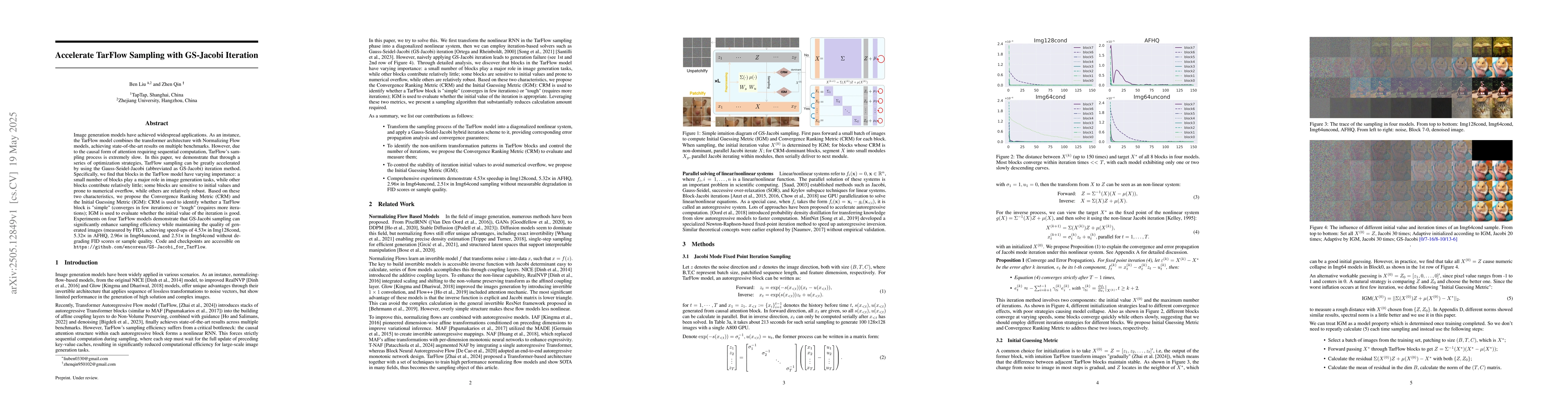 Thumbnail for Accelerate TarFlow Sampling with GS-Jacobi Iteration