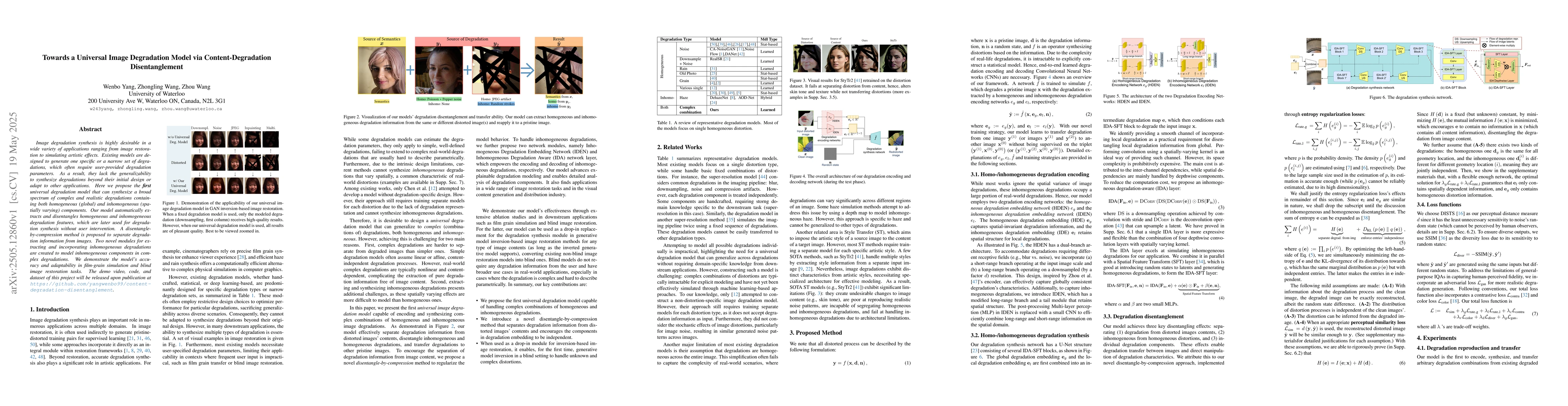 Thumbnail for Towards a Universal Image Degradation Model via Content-Degradation
  Disentanglement
