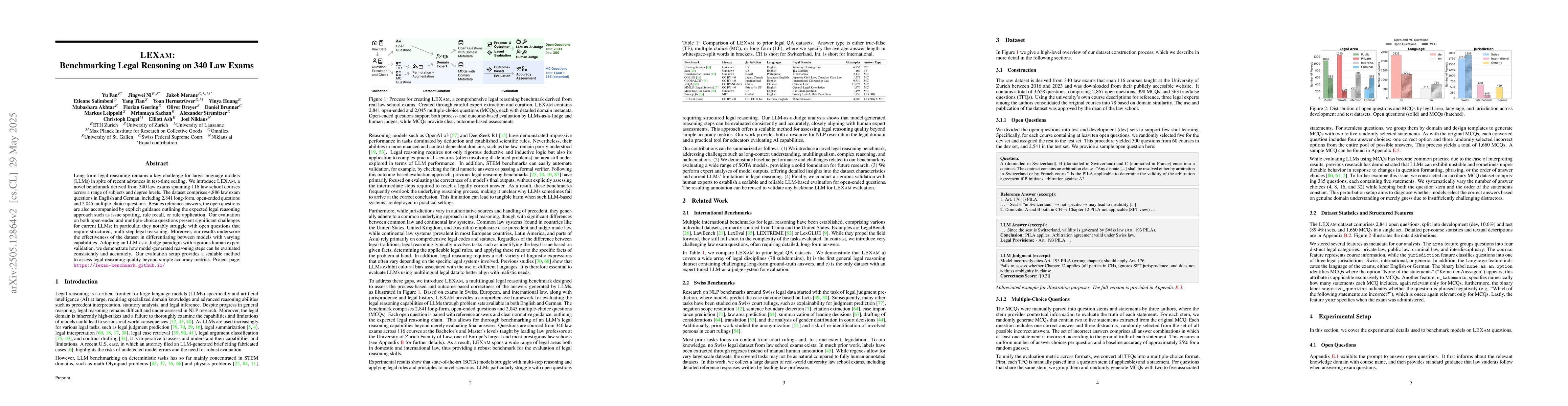 Thumbnail for LEXam: Benchmarking Legal Reasoning on 340 Law Exams