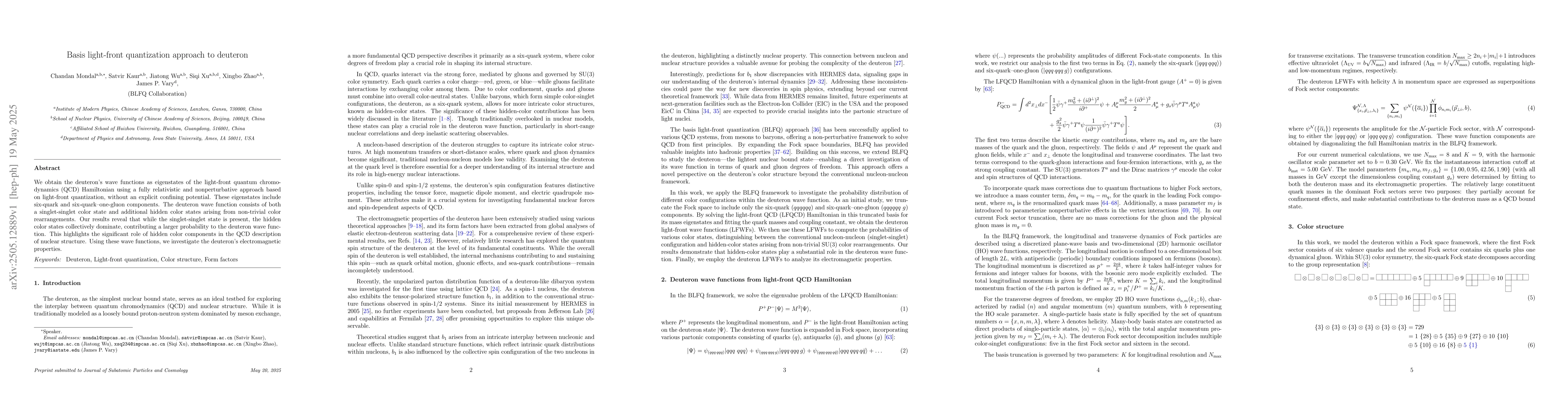 Thumbnail for Basis light-front quantization approach to deuteron