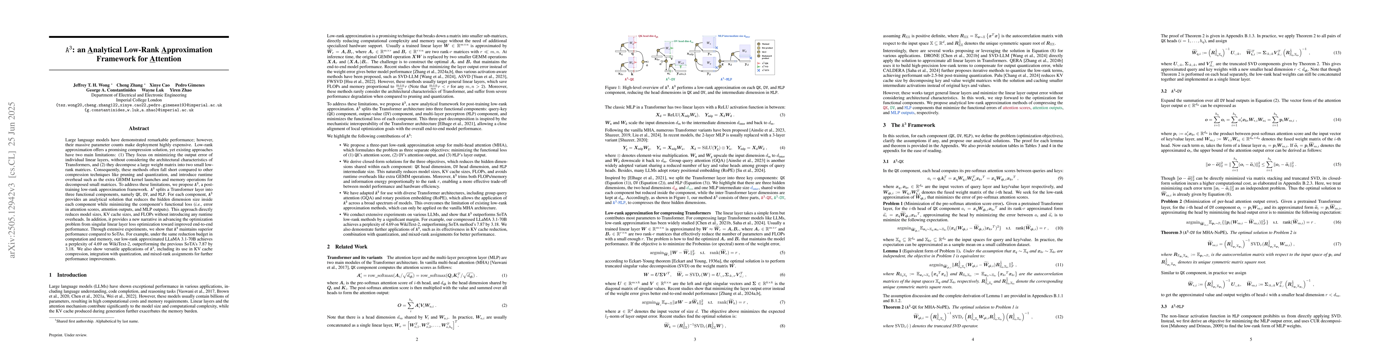 Thumbnail for A3 : an Analytical Low-Rank Approximation Framework for Attention