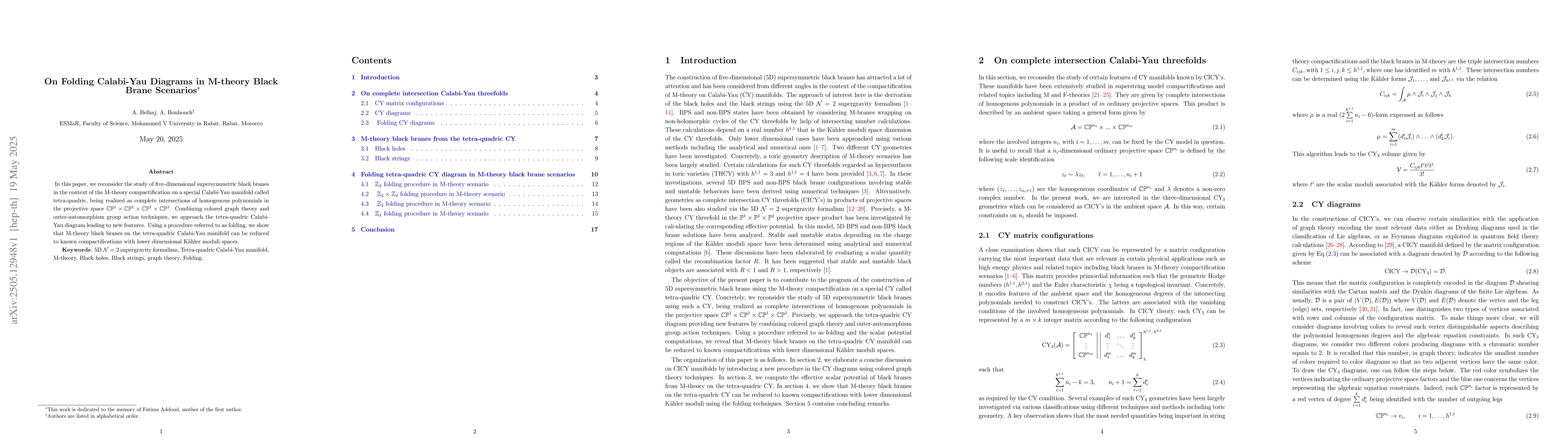 Thumbnail for On Folding Calabi-Yau Diagrams in M-theory Black Brane Scenarios