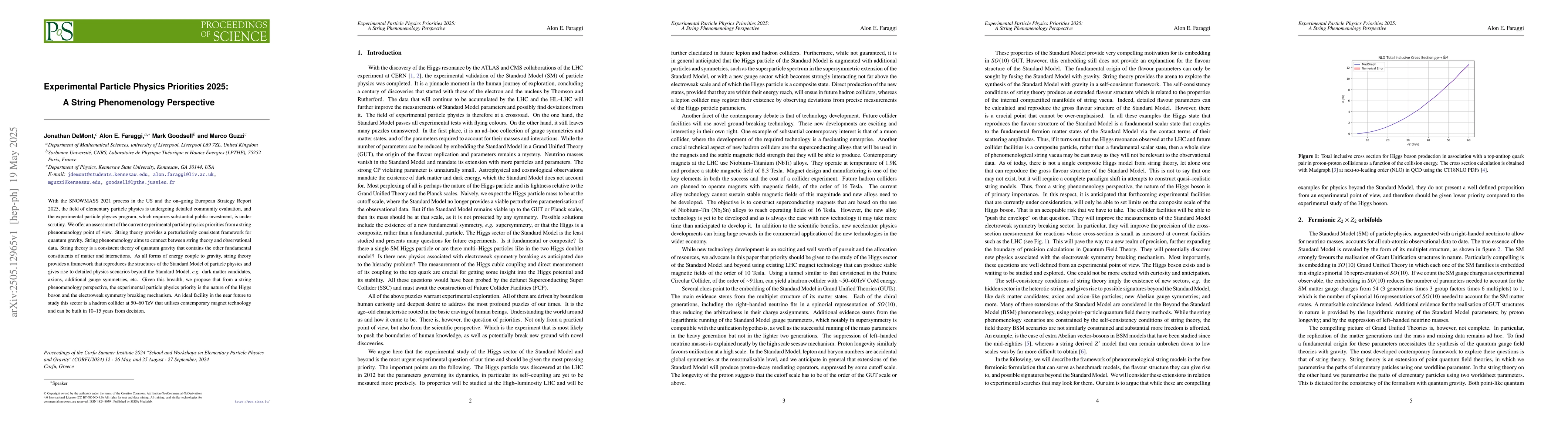 Thumbnail for Experimental Particle Physics Priorities 2025: A String Phenomenology
  Perspective