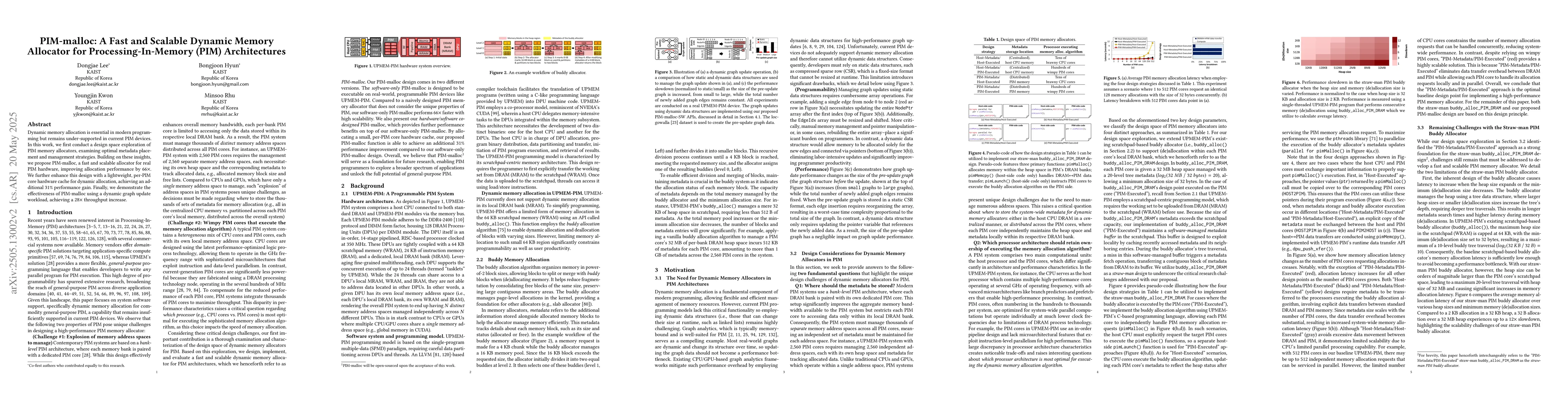 Thumbnail for PIM-malloc: A Fast and Scalable Dynamic Memory Allocator for
  Processing-In-Memory (PIM) Architectures