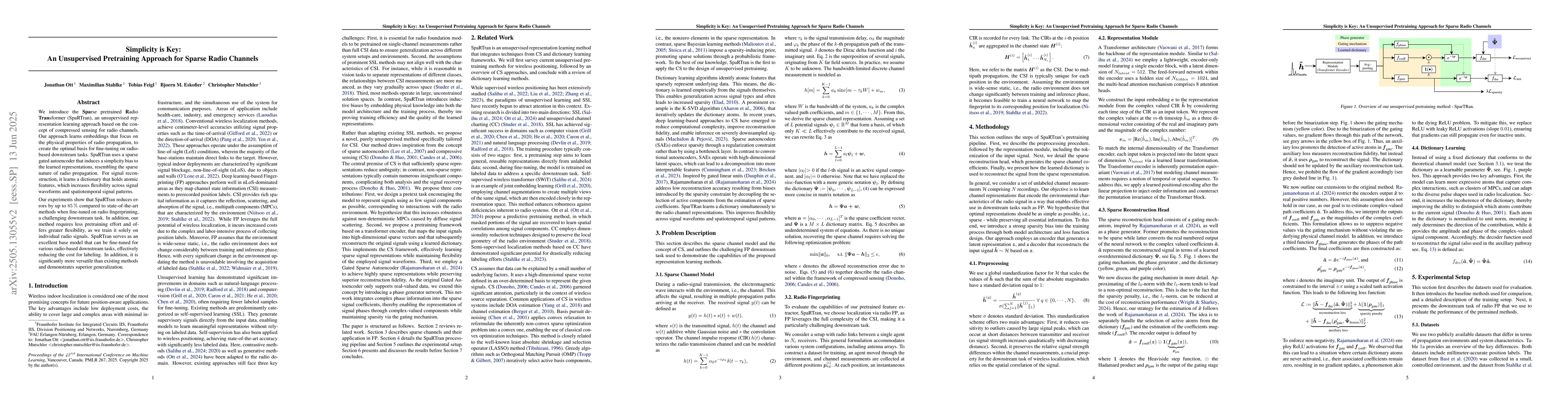 Thumbnail for Simplicity is Key: An Unsupervised Pretraining Approach for Sparse Radio
  Channels