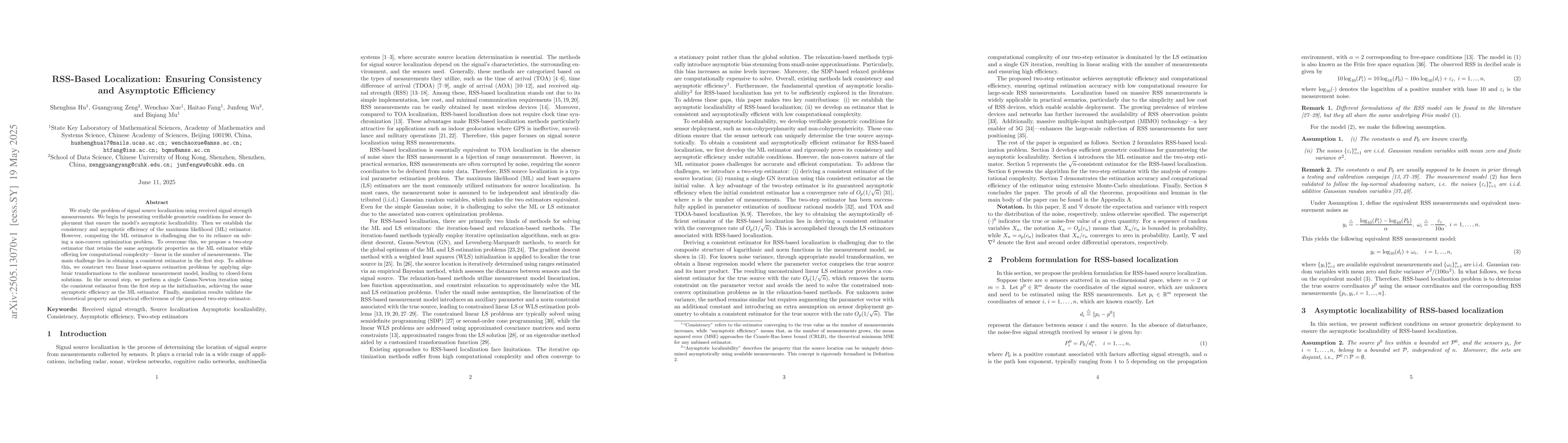 Thumbnail for RSS-Based Localization: Ensuring Consistency and Asymptotic Efficiency