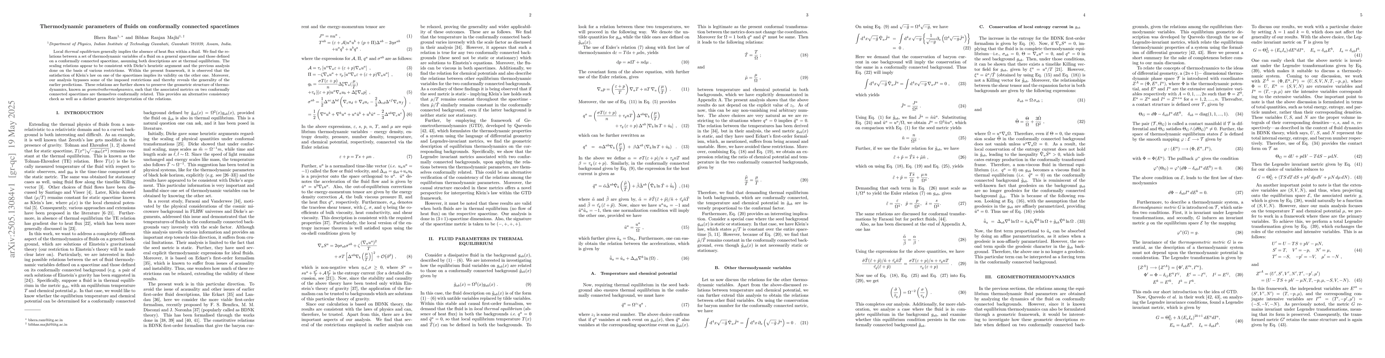 Thumbnail for Thermodynamic parameters of fluids on conformally connected spacetimes