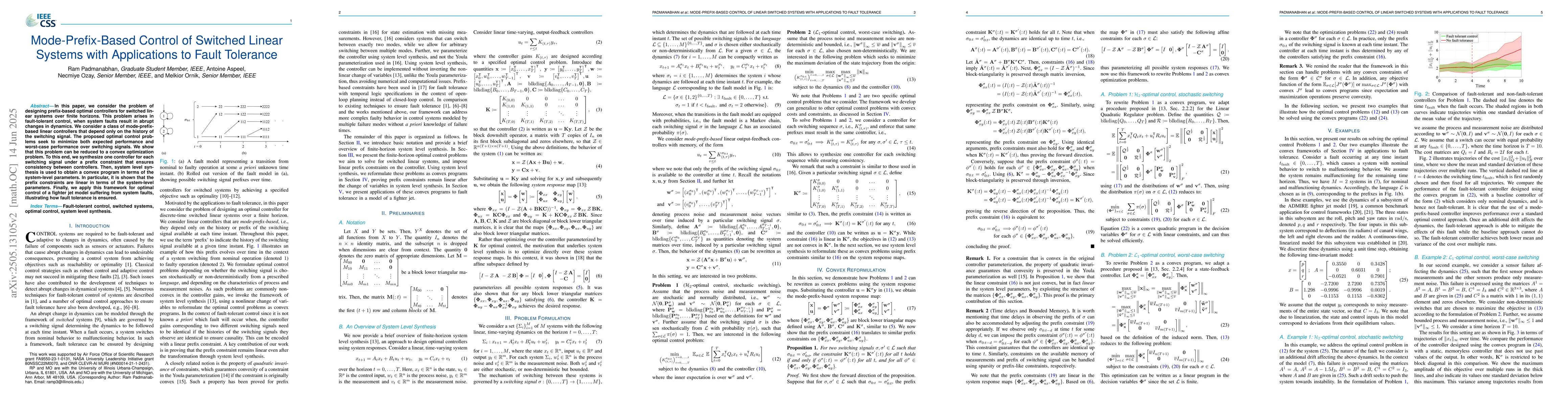 Thumbnail for Mode-Prefix-Based Control of Switched Linear Systems with Applications
  to Fault Tolerance