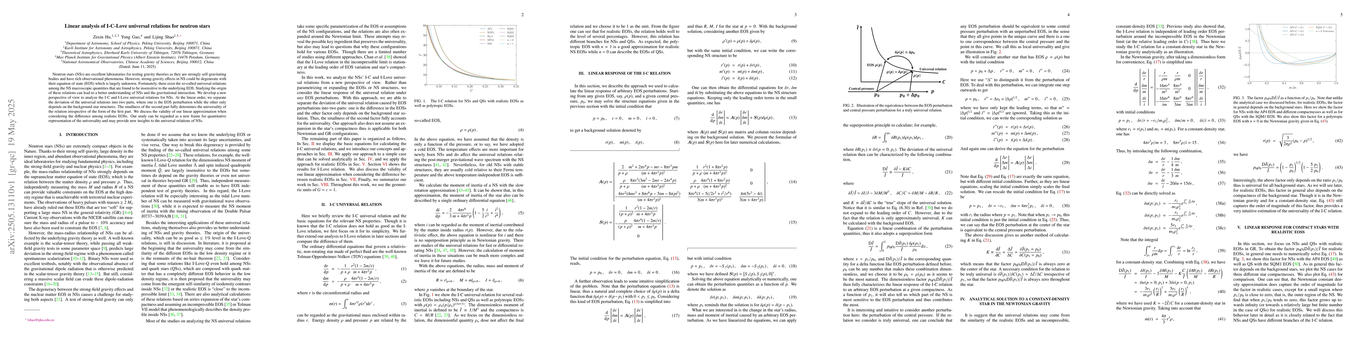 Thumbnail for Linear analysis of I-C-Love universal relations for neutron stars