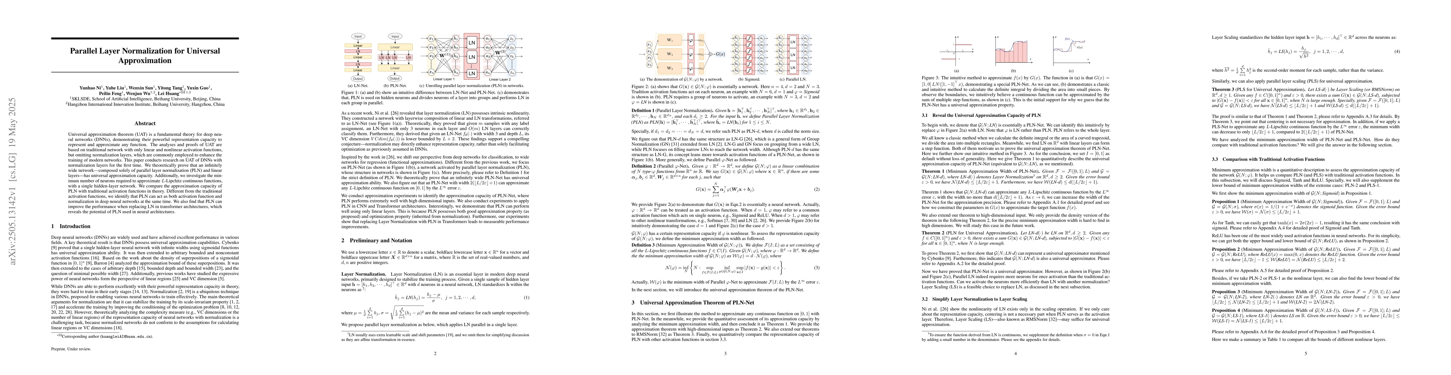 Thumbnail for Parallel Layer Normalization for Universal Approximation