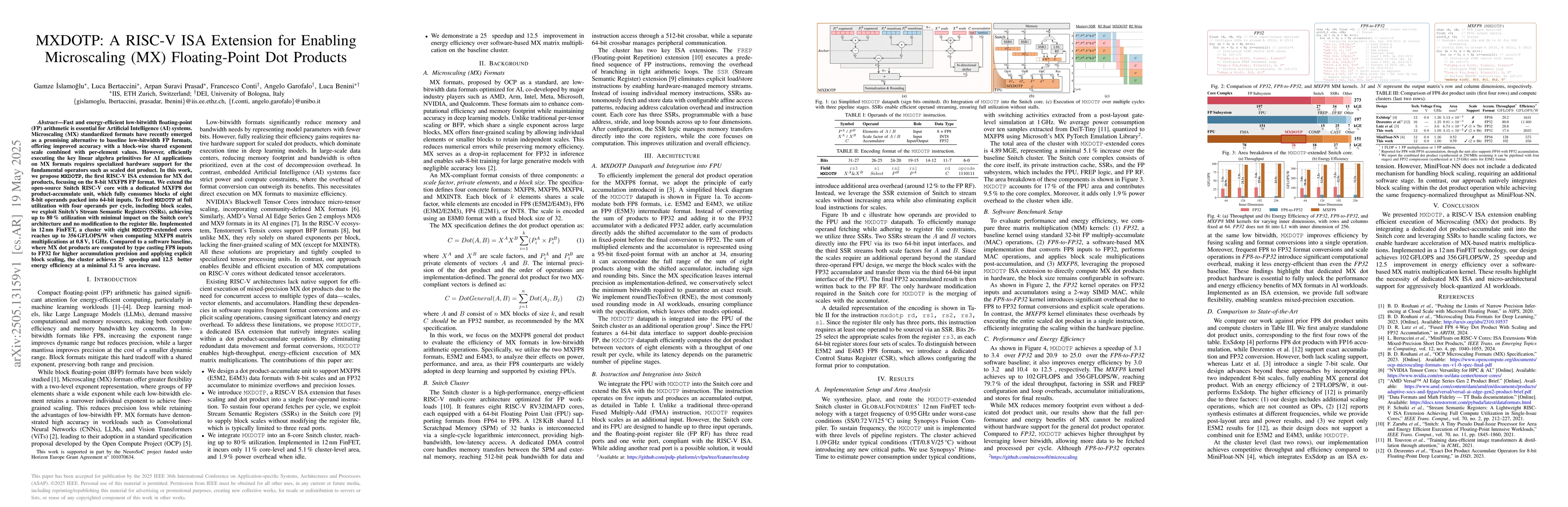 Thumbnail for MXDOTP: A RISC-V ISA Extension for Enabling Microscaling (MX)
  Floating-Point Dot Products