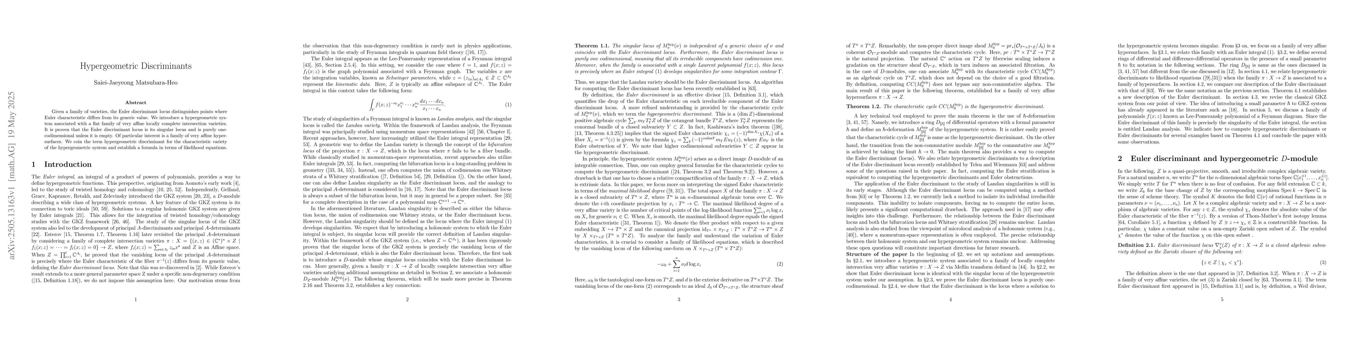 Thumbnail for Hypergeometric Discriminants