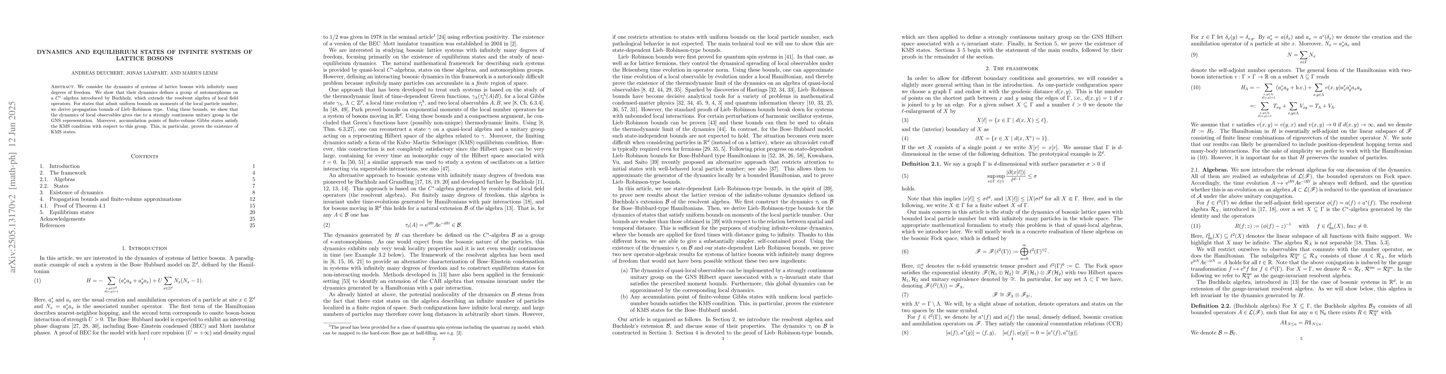 Thumbnail for Dynamics and equilibrium states of infinite systems of lattice bosons