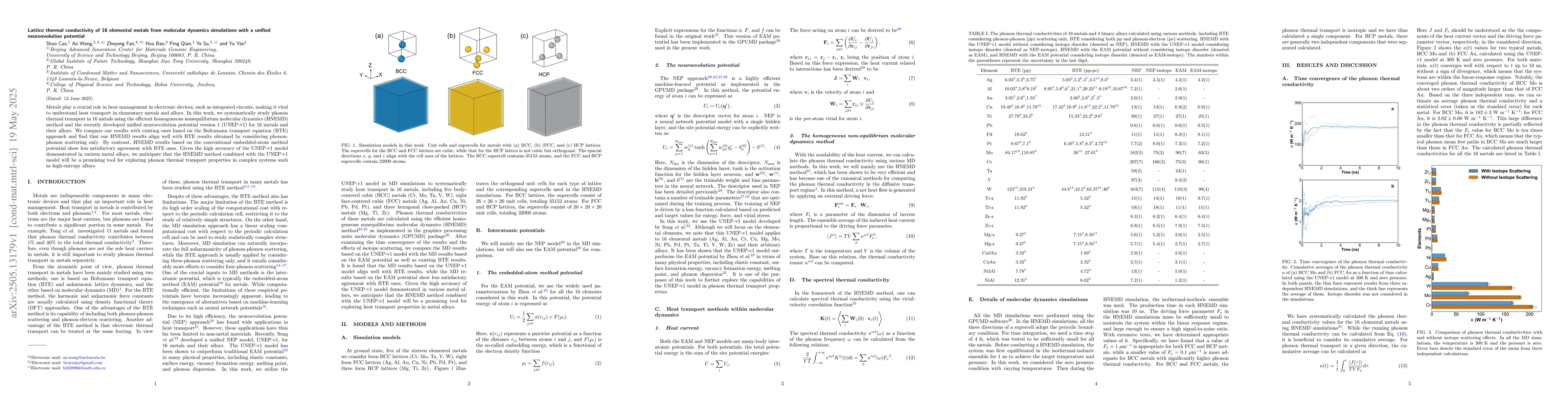 Thumbnail for Lattice thermal conductivity of 16 elemental metals from molecular
  dynamics simulations with a unified neuroevolution potential